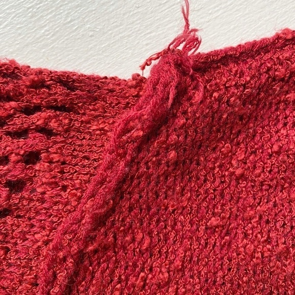 L Love Burgandy Red Loose Knit V-Neck Long Sleeve Sweater - Picture 12 of 13